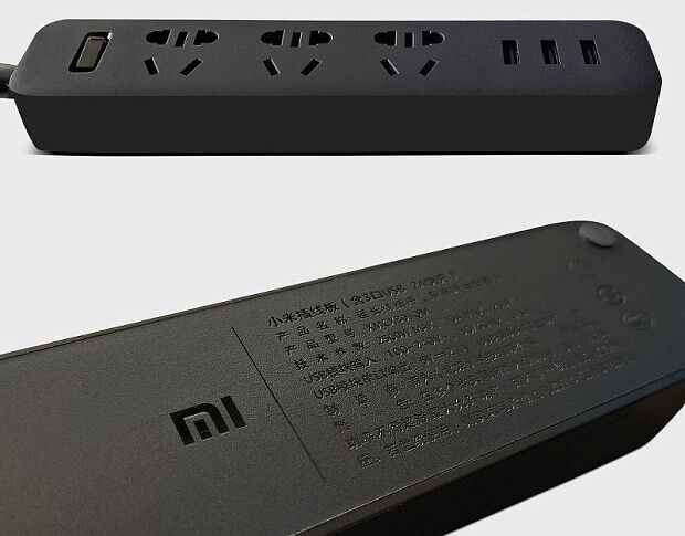 Xiaomi Mi Power Strip 3 Socket + 3 USB (Black) - 6